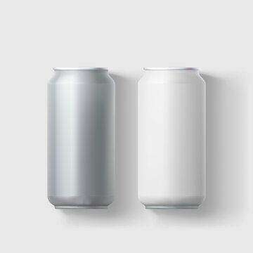 blank metal beer cans on white back