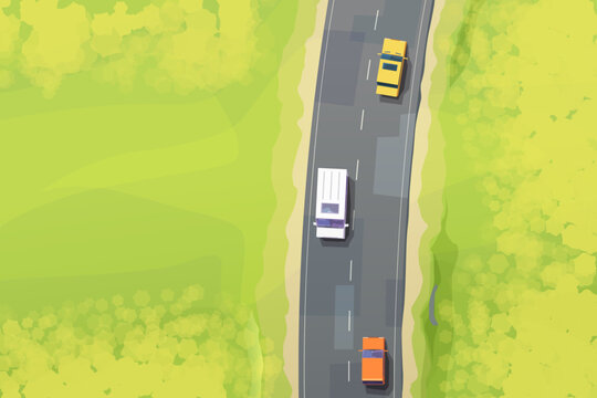 highway traffic view from top with cars
