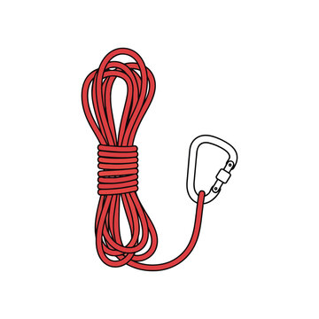 Climbing rope with carabiner for adventure sports and safety