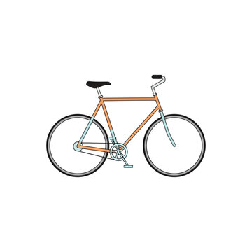 Vintage road bicycle illustration with orange frame and classic urban cycle gear