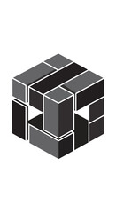 Obraz premium Abstract Geometric Cube Construction Logo Symbol
