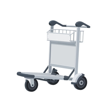 Silver Metal Luggage Cart with Wheels.
