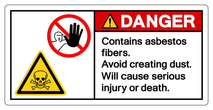 Danger Contains Asbestos Fibers Symbol Sign ,Vector Illustration, Isolate On White Background Label.EPS10