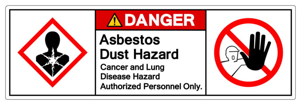 Danger Asbestos Dust Hazard Symbol Sign ,Vector Illustration, Isolate On White Background Label.EPS10