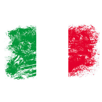 Italy national flag with grunge texture brush stroke effect Isolated on transparent background