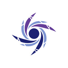 Fototapeta premium Abstract Spiral Vortex Logo Design with Purple and Blue Geometric Shapes