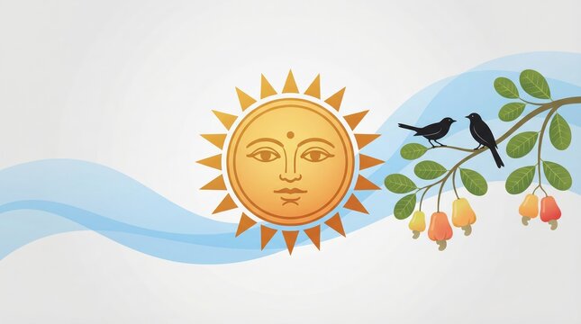 Sinhala and Tamil New Year Banner with traditional sun.