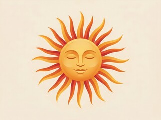 Obraz na płótnie Canvas Illustration for the sinhala new year with a stylized sun with face. 