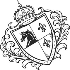 Fototapeta premium Heraldic crest, coat of arms, shield emblem, royal crown vector