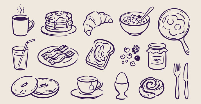 Breakfast Food Bakery Pattern, Morning Coffee and Pastry, Croissant and Bread Bakery Art, Healthy Breakfast Meal Graphics, Cafe Menu Food Background, Restaurant Brunch Food Illustration, French Bakery