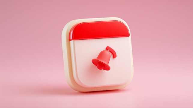 Notification calendar icon with bell symbol on pink background for organization