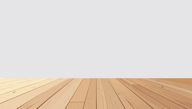 Simple wooden plank floor foreground with blank wall subtle light and shadow calm minimal scene suitable for product