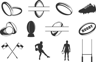 Rugby sports silhouette set, Rugby sports svg, Rugby sports bundle, Rugby svg, Rugby clipart, Rugby vector, Rugby silhouette collection. © DesignLands 