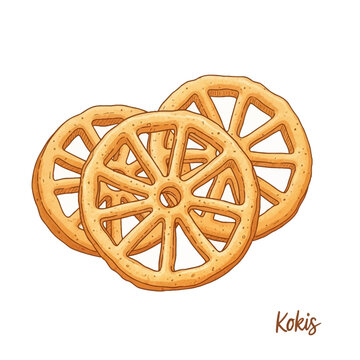 Golden Kokis, Avurudu Kavili for Sinhala and Tamil New Year in Sri Lankan culture. Often served with Kiribath, on a clean background with copy space