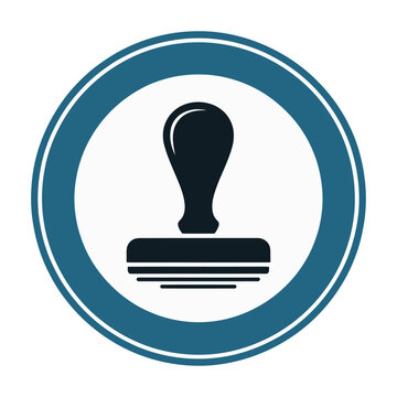 Vector of a black rubber stamp in a blue circular frame