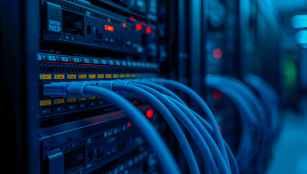 Server Room Network Cables and Equipment.