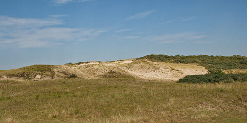 Fototapeta premium sandy dune landscap on a sunny summer day in Knokke, Flanders, Belgium 
