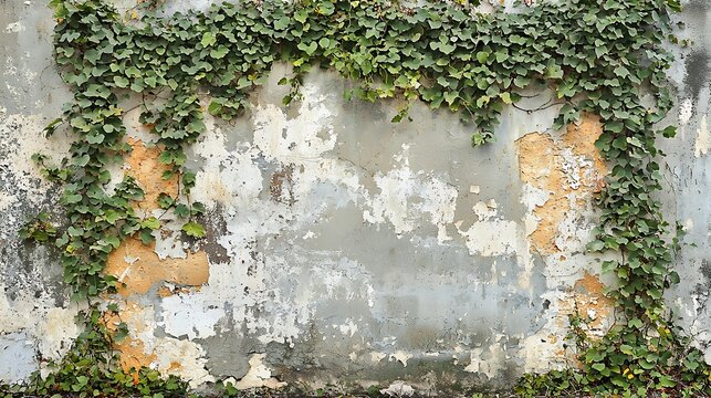 Weathered Wall & Green Ivy: A textured close-up showcases a weathered, time-worn wall adorned with vibrant green ivy, creating a captivating contrast of age and vitality.