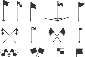 Football corner flag silhouette collection, Football corner flag vectors, Corner flag silhouette. © DesignLands 