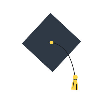 Top view graduation cap icon. Academic mortarboard hat for commencement, degree ceremony and student success.