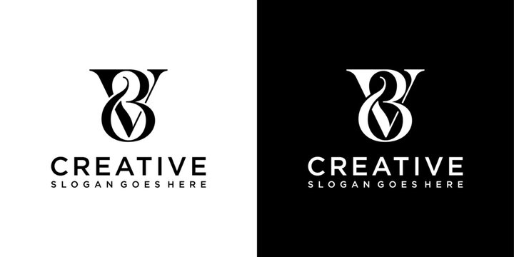 VB or BV initial letter logo design vector