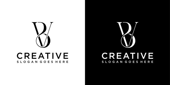 VB or BV initial letter logo design vector