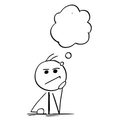 Fototapeta premium A cartoon character thinking deeply with a puzzled expression on his face