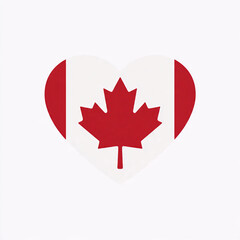 Obraz premium A heart-shaped Canadian flag with a red maple leaf on a white background, symbolizing love for Canada.