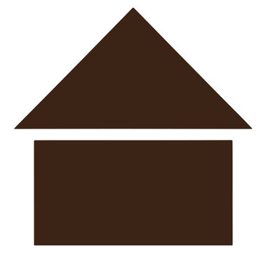 Simple brown house icon with triangular roof and rectangular base
