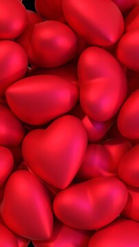 Red Hearts Falling on Transparent Background, Video with Alpha Channel