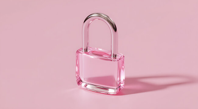 A lock with a pink background made of glass mater