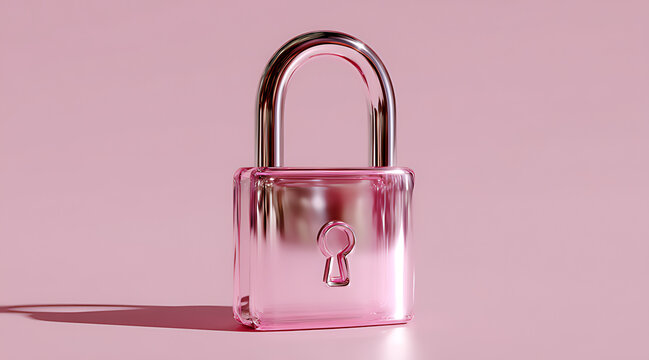 A lock with a pink background made of glass mater