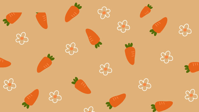 Easter celebration with soft pastel carrots on evergreen background