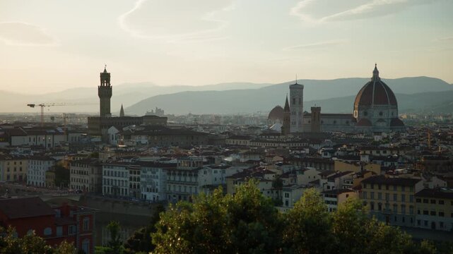 Florence Skyline with Duomo at Golden Hour, Tuscany