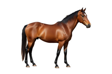 Obraz premium Bay horse standing with a transparent background