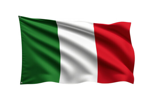 Italy flag waving, national symbol, transparent background