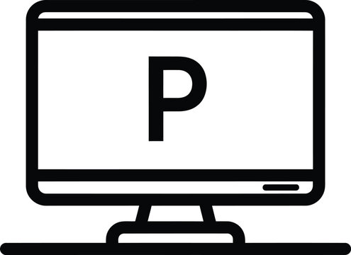 Parking sign on a computer monitor icon
