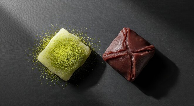 Overhead view of fresh gyoza dumplings with crispy lace skirts (hanetsuki) on a cast iron skillet, placed on a wooden table.
