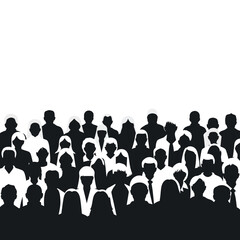 Naklejka premium Silhouettes of people in a crowd.