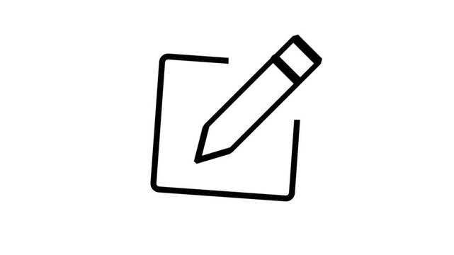 Edit content or write message line icon animation featuring pencil and paper for creative blogging.