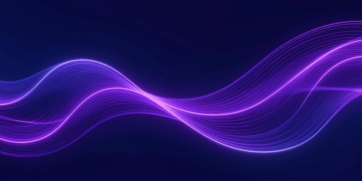 Abstract blue and purple wave background with glowing light lines and smooth flowing design