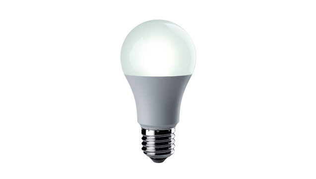 Isolated LED light bulb glowing brightly, modern energy-efficient lamp for sustainable lighting