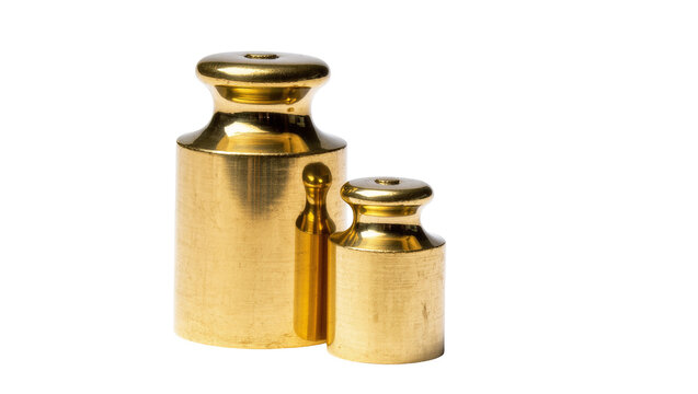 Isolated classic brass metal weights for precise measurement and accurate laboratory scales