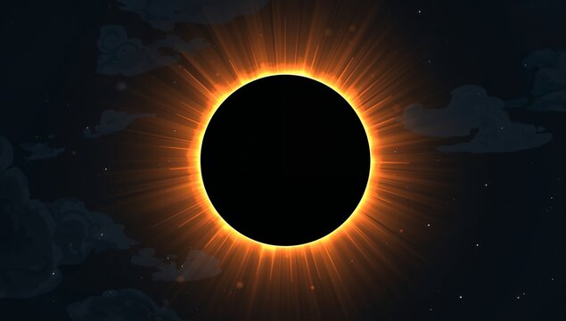 Stunning Solar Eclipse with Radiant Corona and Darkened Sky
