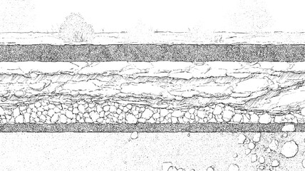 Cross section of layered earth and rock strata with vegetation detail geology layers © Towhidul