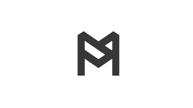 Minimalist geometric letter M or MS monogram logo concept. Modern abstract dark gray icon design element on white background.