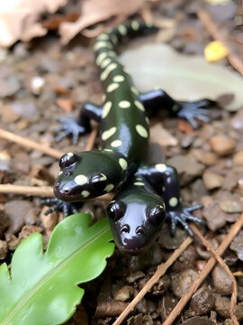 Spotted salamander, Ambystoma maculatum.