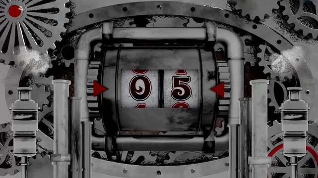 Steampunk Industrial 10 Second Countdown with Rotating Gears and Steam