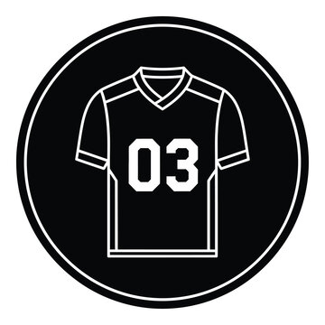 American football jersey number three icon in white on black icon