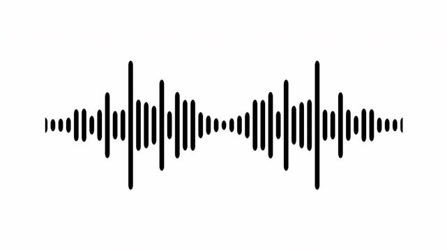 Audio wave spectrum, white background, animated audio waveform spectrum, black audio visualizer on background, audio waveform visualization, audio image, waveform loop, audio equalizer.